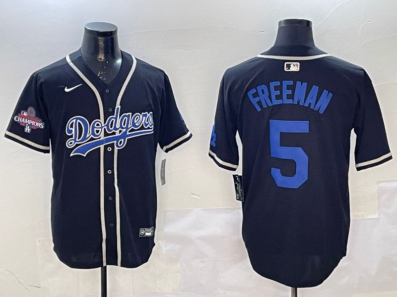 Men Los Angeles Dodgers #5 Freeman Black Fashion Game 2025 Nike MLB Jersey style 1